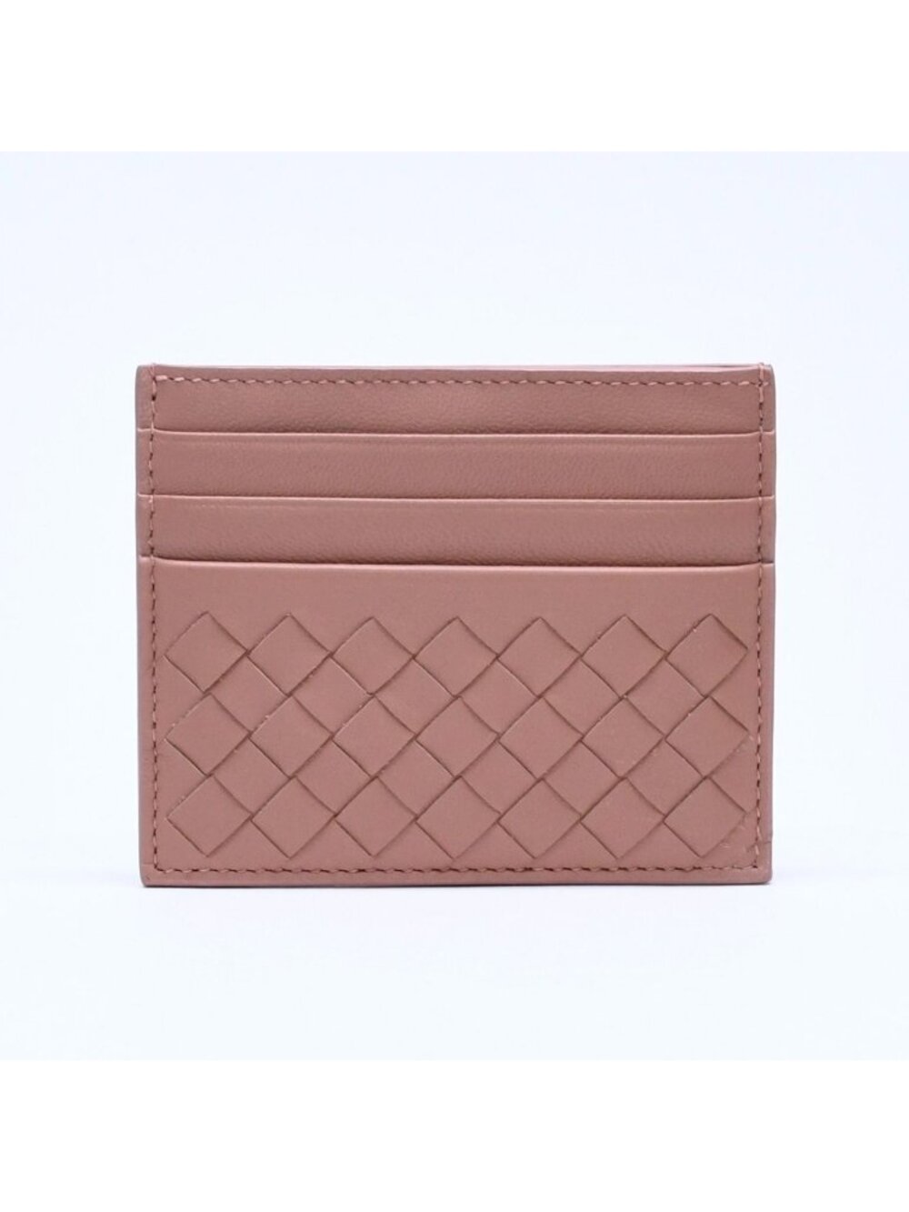 Bottega Veneta Card Case Intrecciato Beige Calfskin